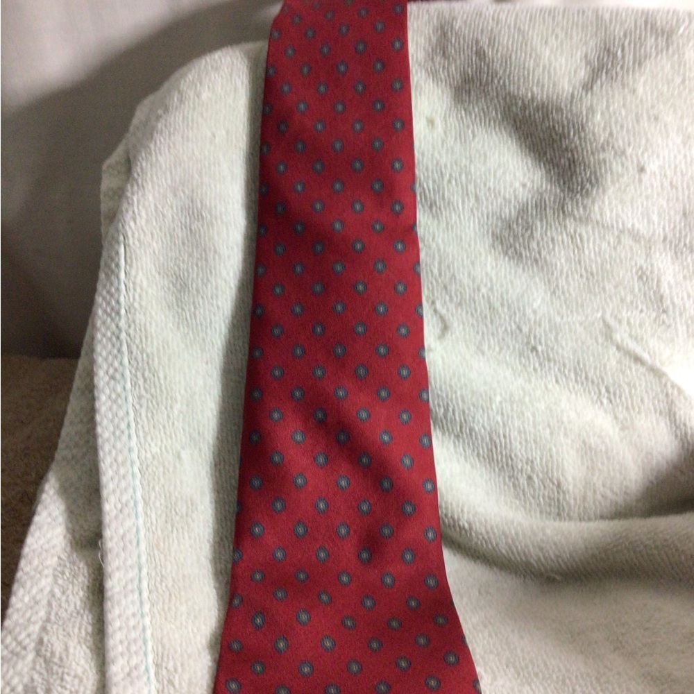 Polo by Ralph Lauren Burgundy Tie with Navy Dot Pattern